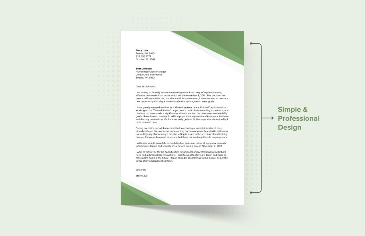 Professional Resignation Letter Template in Word - Download | Template.net